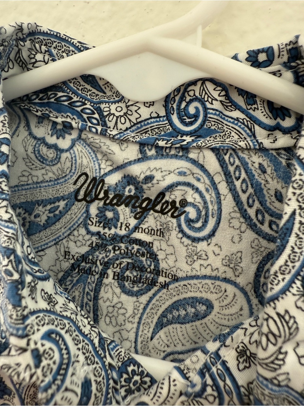 Wrangler Baby Blue Paisley Western Pearl Snap Shirt - Picture 2 of 3